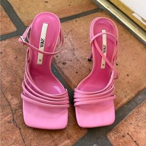 Zara Vibrant Pink Strappy Heels